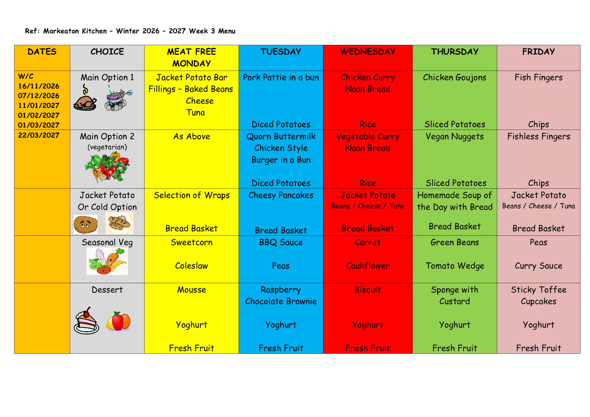 Summer 26 Menu Week 3 Summer 26 Menu Week 3